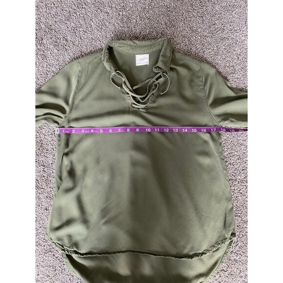 Harper Lace-Up Blouse - Olive Green - Size XS - Picture 6 of 7